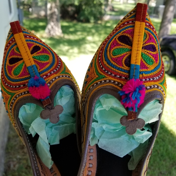 Women Clogs Leather Handmade Indian Casual Slip On Jutties Ballet Flats US 7 - Picture 5 of 10